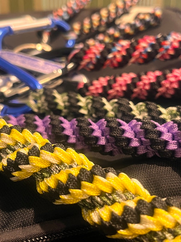 4"(10cm) 3-Strings Artisan Hand Stitched Helix Spiral Paracord Collectible Keychain – Black & Multi Color