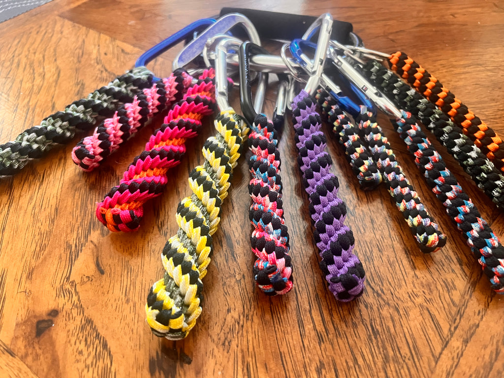 5"(13cm) 2-string Artisan Handwoven Helix Spiral Paracord Collectible Keychain – Black & Orange
