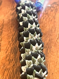 5"(13cm) 3-string Artisan Handwoven Helix Spiral Paracord Collectible Keychain – Black & Green with White accents