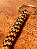 5"(13cm) 2-string Artisan Handwoven Helix Spiral Paracord Collectible Keychain – Black & Orange