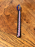 5 1/2"(14cm) 2-string Artisan Handwoven Helix Spiral Paracord Collectible Keychain – Black and Multi Color