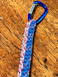 5 1/2"(14cm) 2-string Artisan Handwoven Helix Spiral Paracord Collectible Keychain – Blue and Multi Color