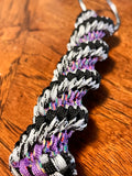 5 1/4"(13.5cm) 5-string Artisan Handwoven Helix Spiral Paracord Collectible Keychain – Black and White and Purple