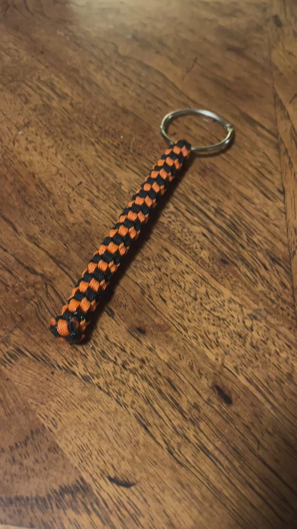 5"(13cm) 2-string Artisan Handwoven Helix Spiral Paracord Collectible Keychain – Black & Orange