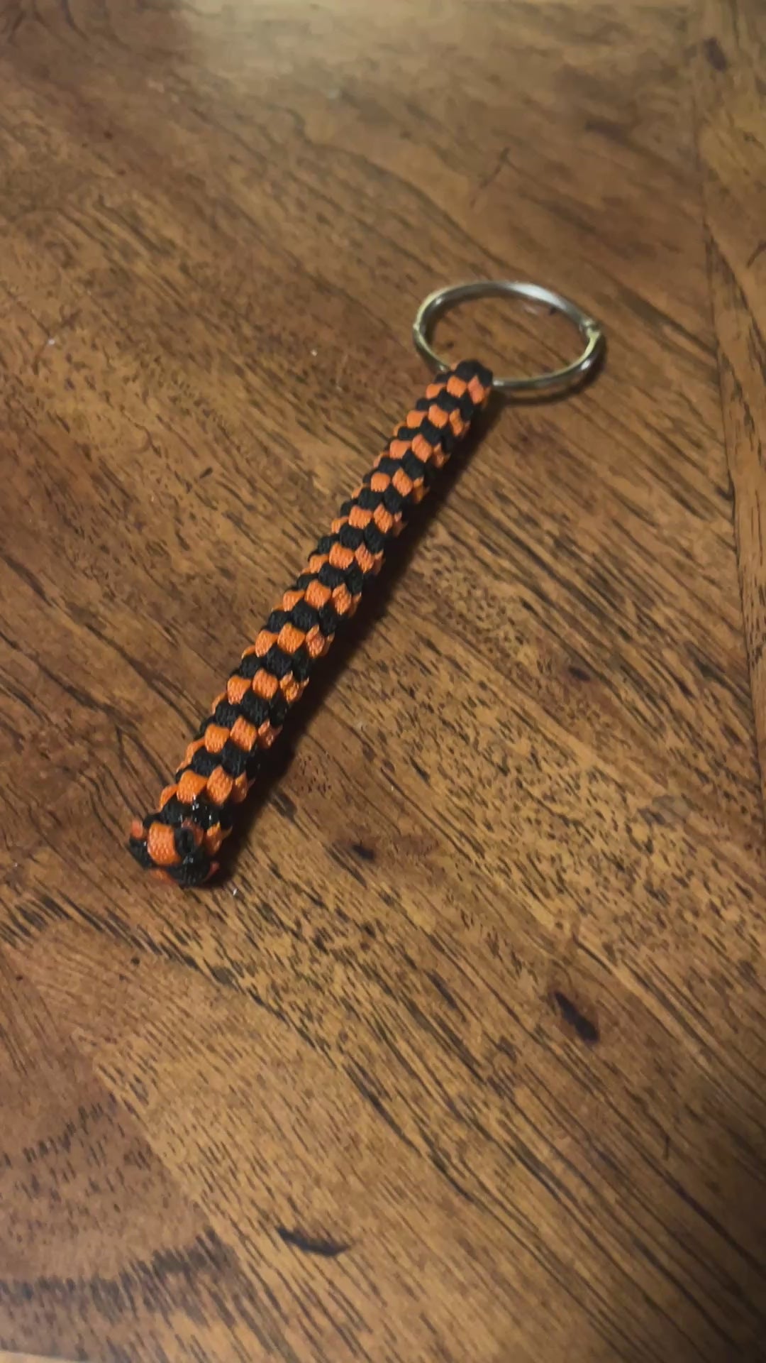5"(13cm) 2-string Artisan Handwoven Helix Spiral Paracord Collectible Keychain – Black & Orange